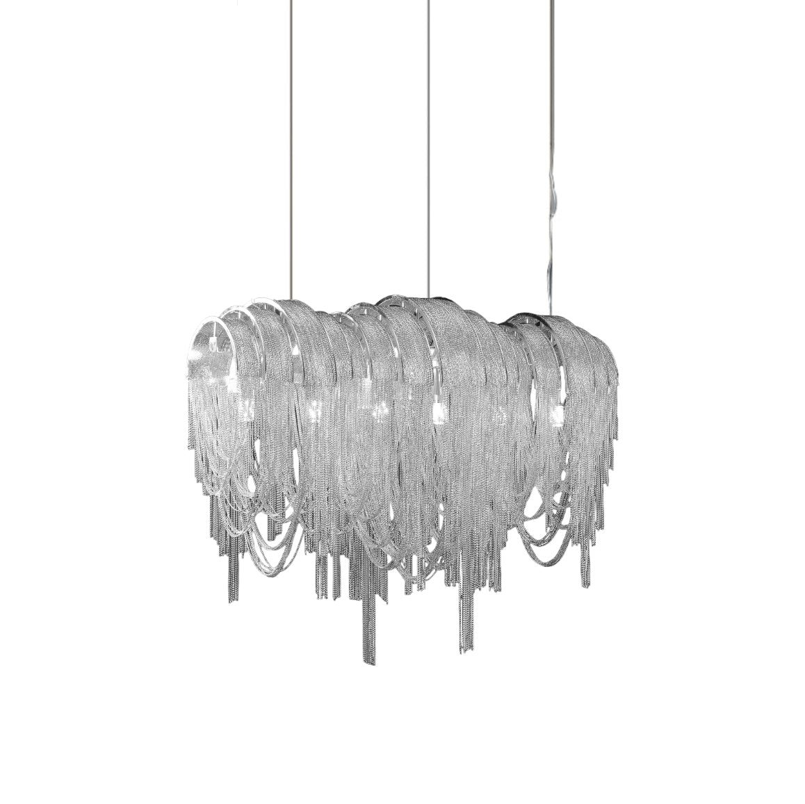 Tarien lampadario a Catene Stratificate in Nichel lusso