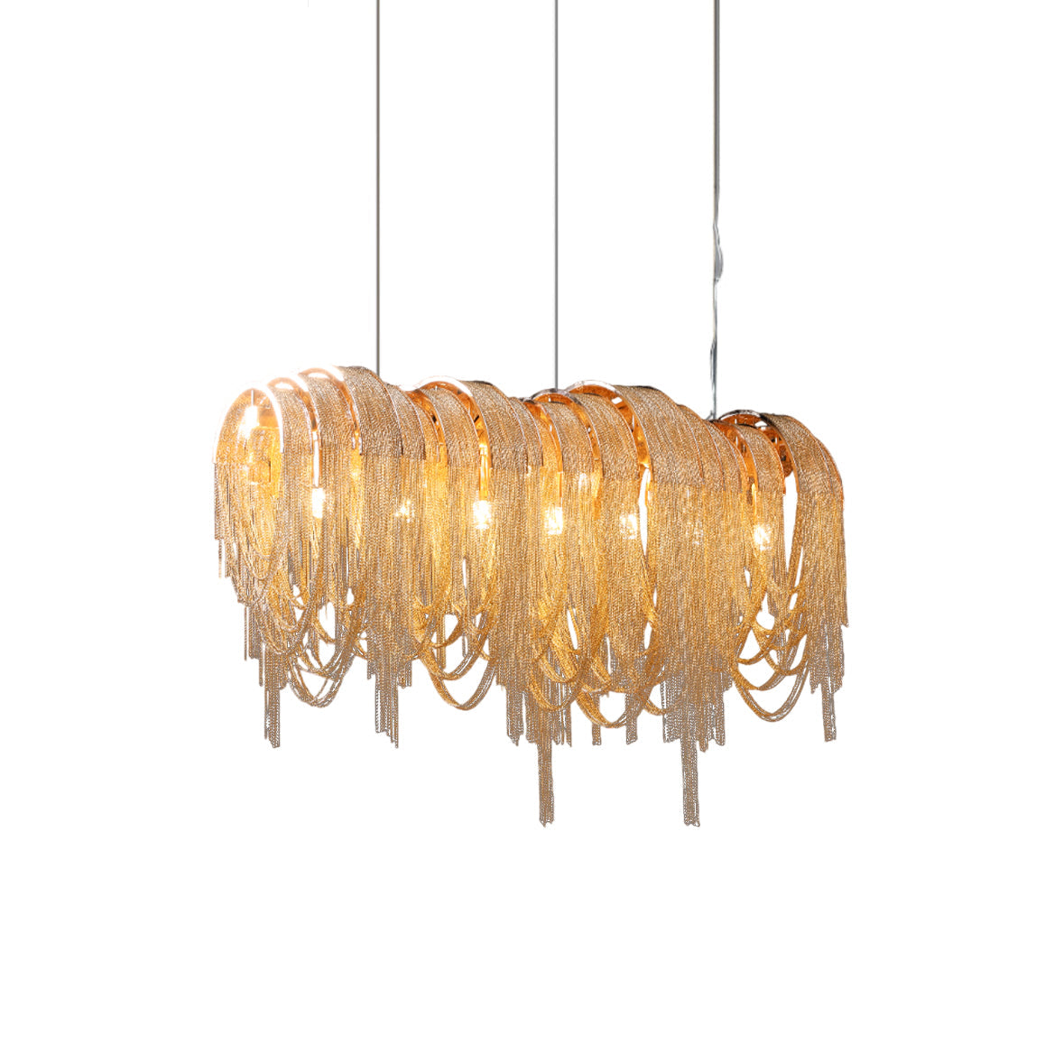 Tarien lampadario a Catene Stratificate in Nichel lusso