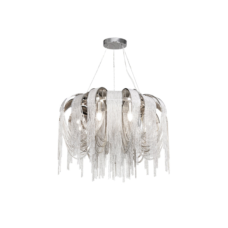 Tarien lampadario a Catene Stratificate in Nichel lusso