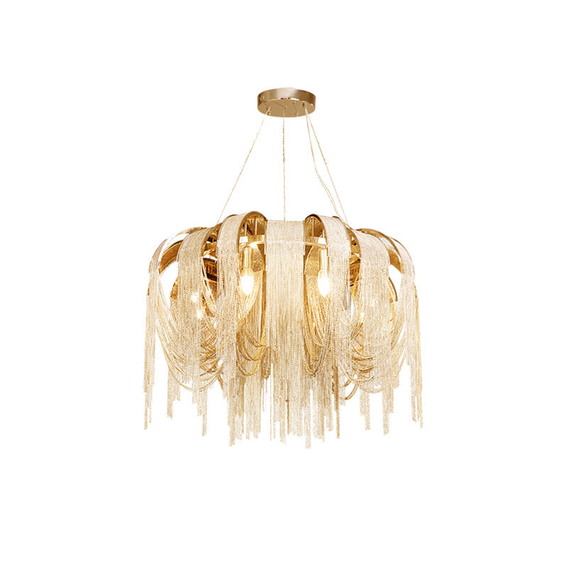 Tarien lampadario a Catene Stratificate in Nichel lusso