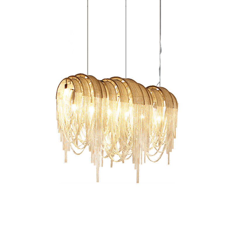Tarien lampadario a Catene Stratificate in Nichel lusso