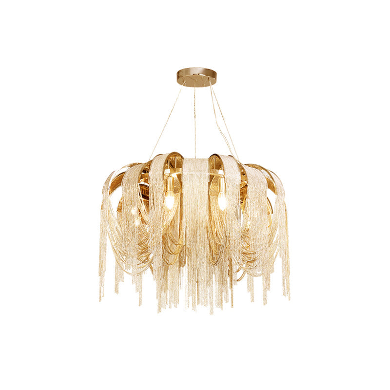 Tarien lampadario a Catene Stratificate in Nichel lusso