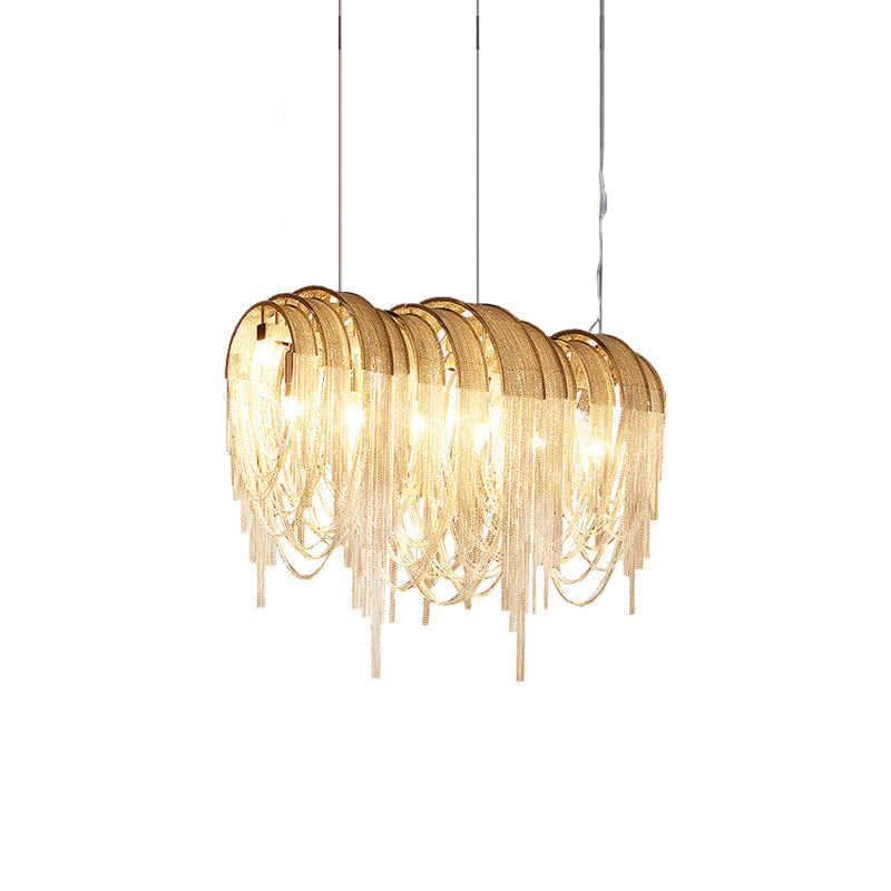 Tarien lampadario a Catene Stratificate in Nichel lusso