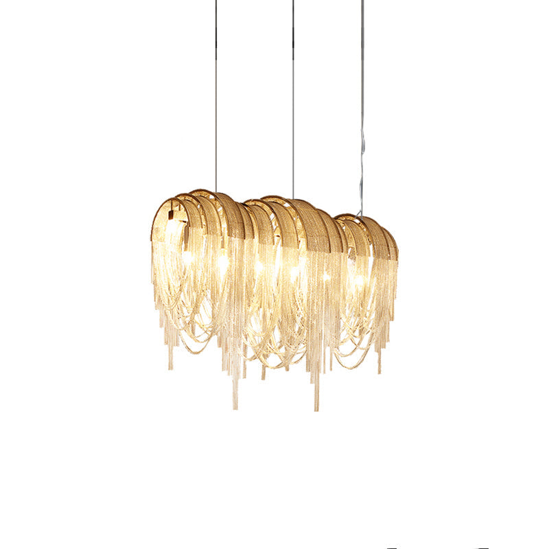 Tarien lampadario a Catene Stratificate in Nichel lusso