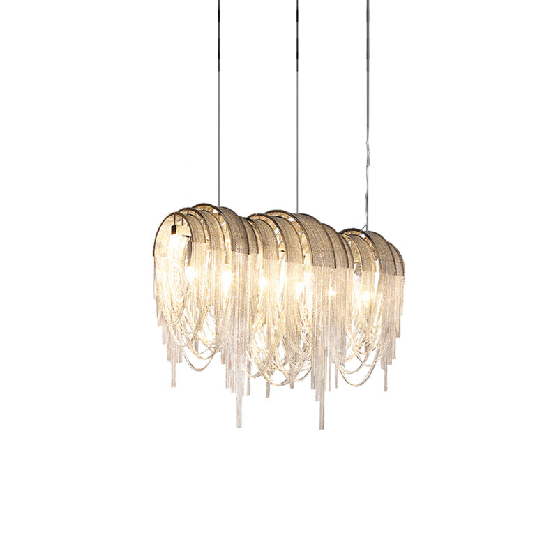 Tarien lampadario a Catene Stratificate in Nichel lusso