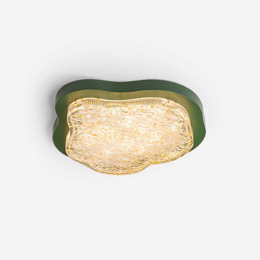 Lampada da soffitto irregolare in resina con foglia d'oro moderna artistica verde