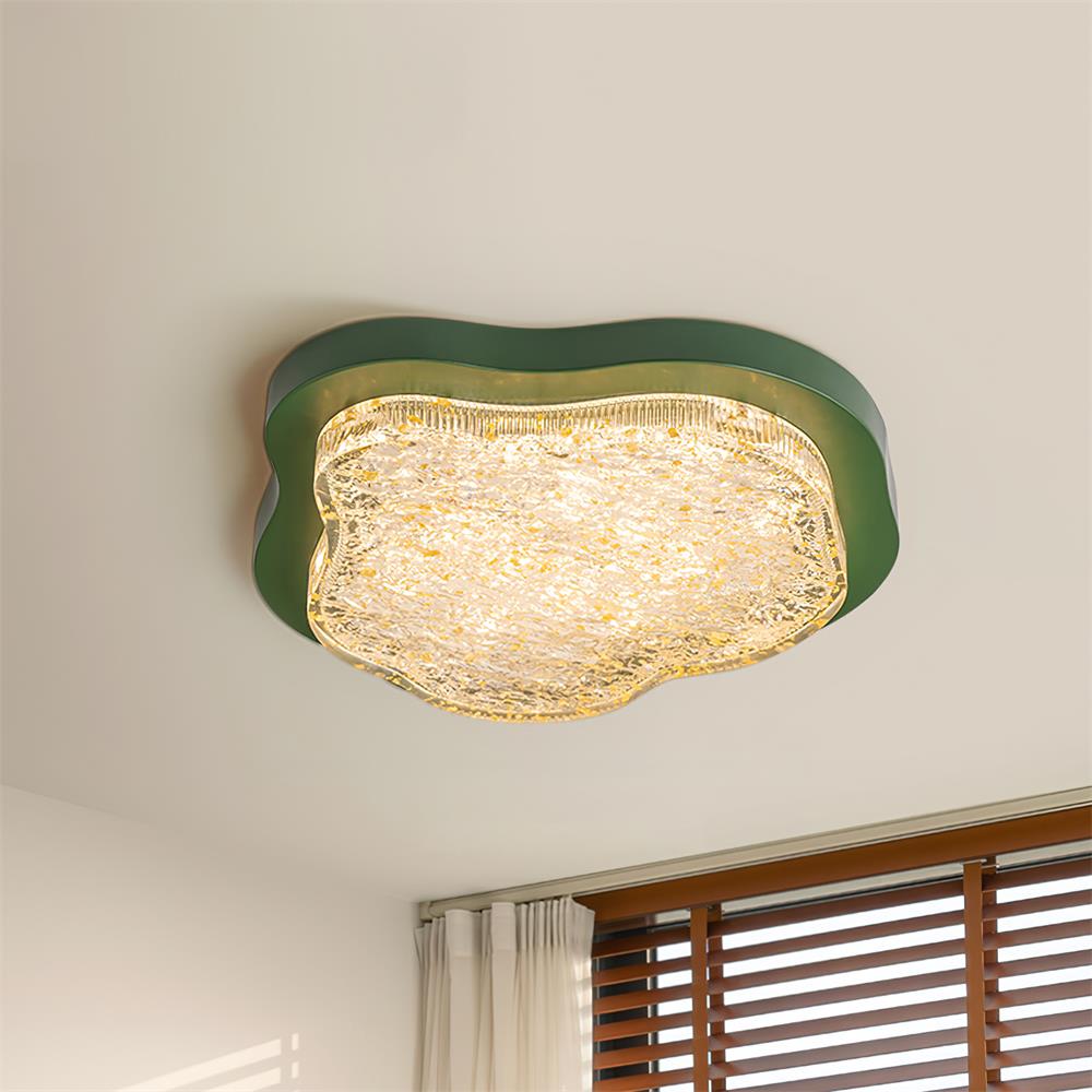 Lampada da soffitto irregolare in resina con foglia d'oro moderna artistica verde