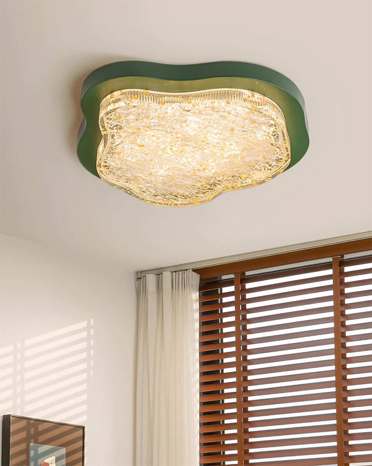 Lampada da soffitto irregolare in resina con foglia d'oro moderna artistica verde