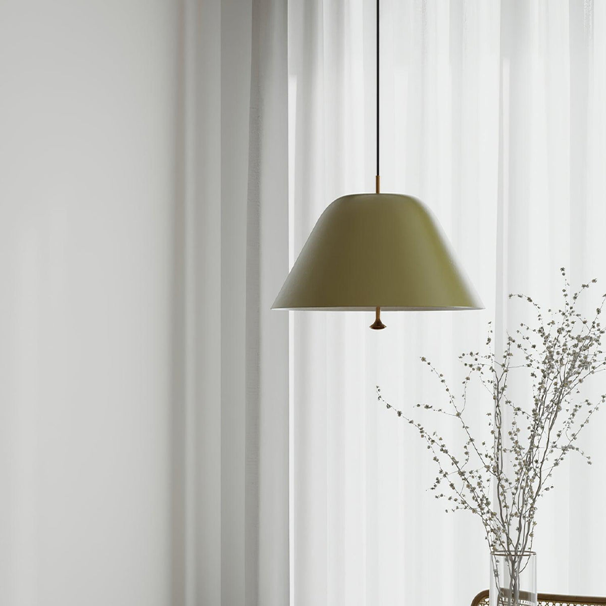 Lampada a sospensione moderna in metallo, paralume verde e bianco minimalista