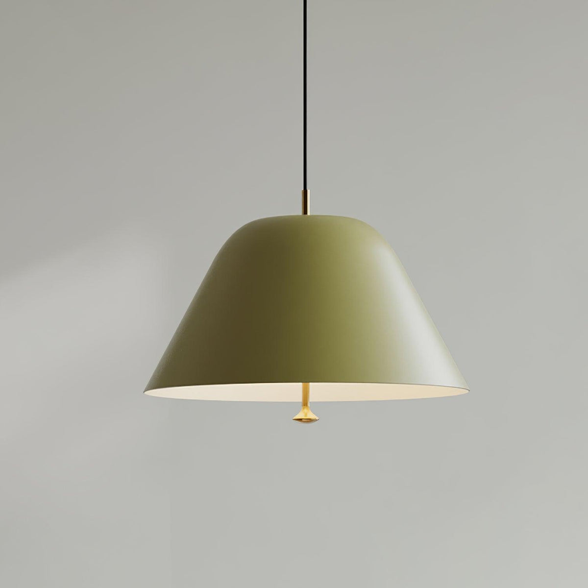 Lampada a sospensione moderna in metallo, paralume verde e bianco minimalista