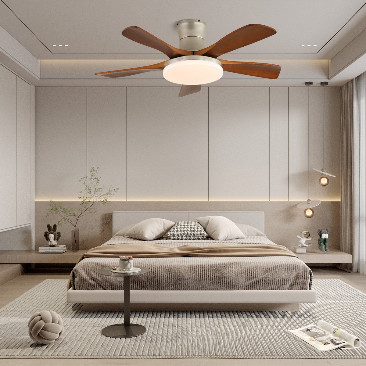 Brevo Ventilatore da soffitto con luce pale in legno
