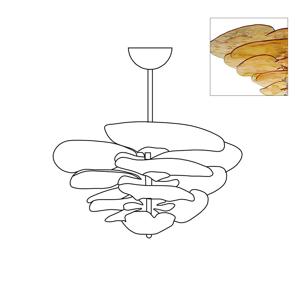 Crivs lampadario Oro vetro Murano petali lusso