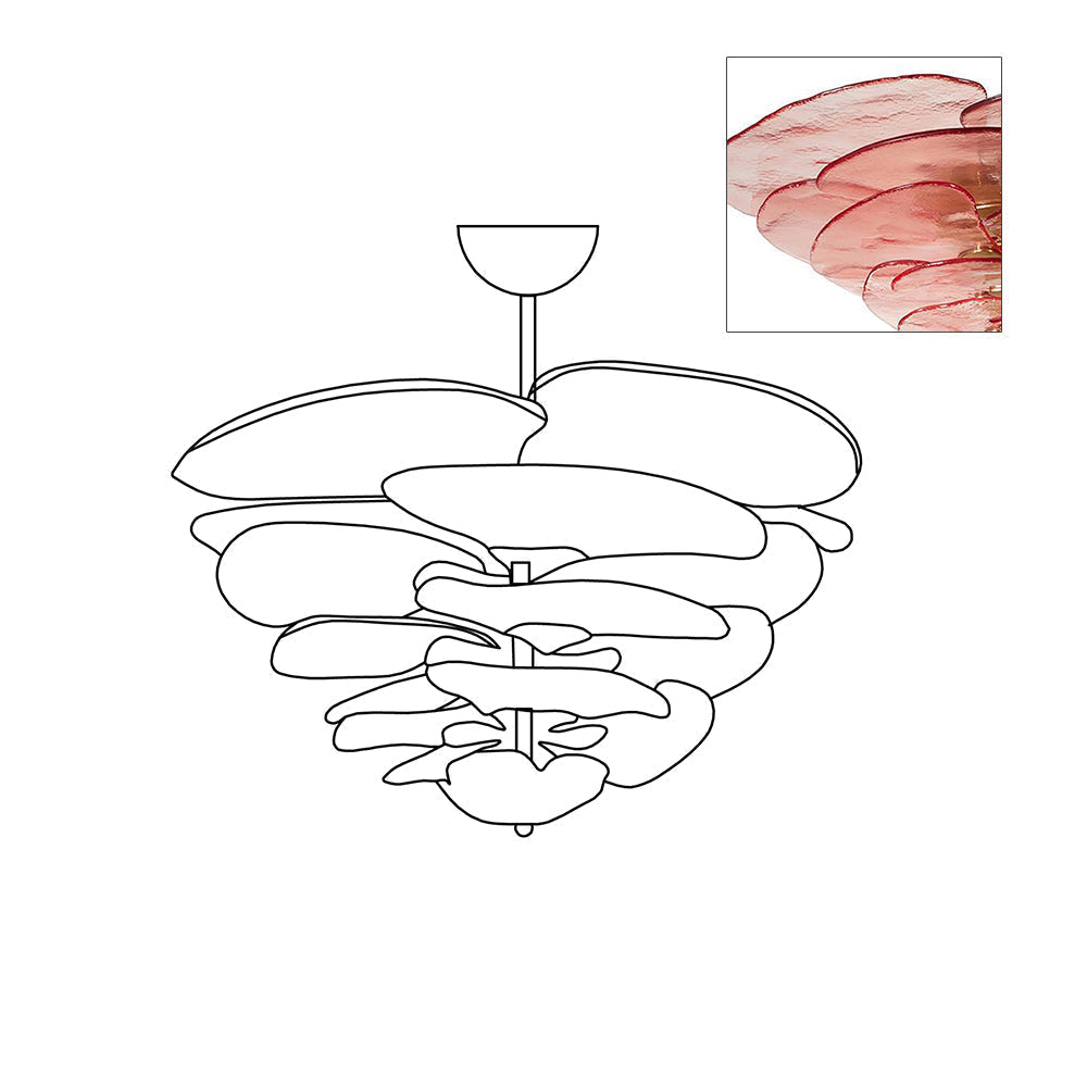 Crivs lampadario Oro vetro Murano petali lusso
