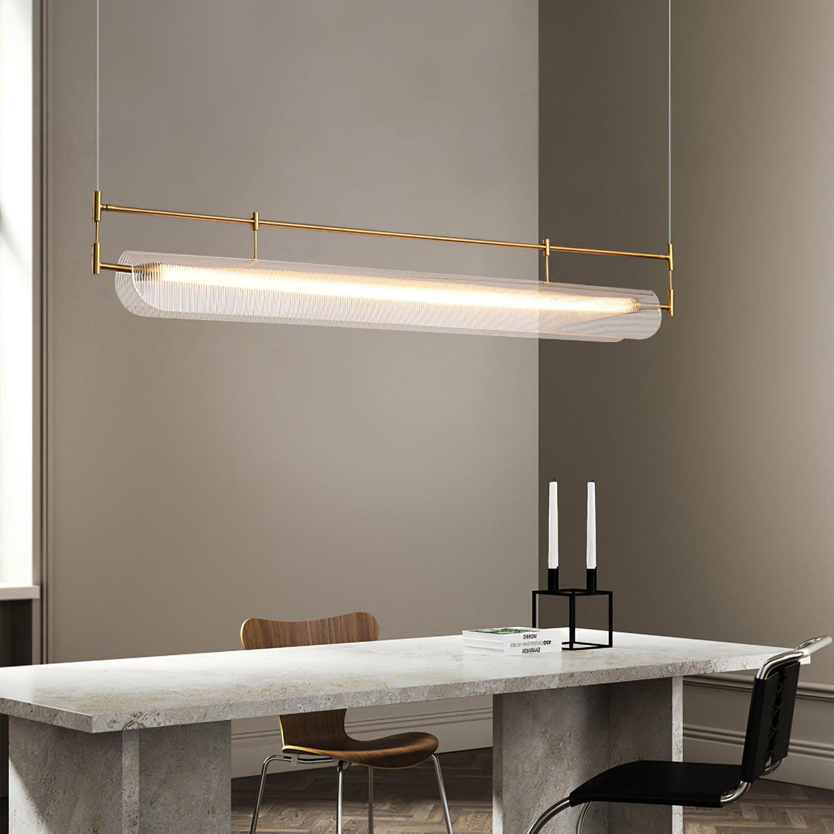 Meldo lampadario lineare Striscia Acrilico Lungo