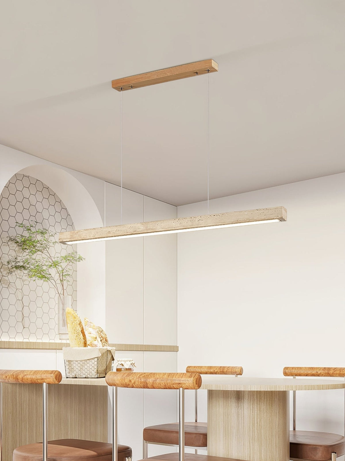 Imiror Lampada a Sospensione Lineare Minimalista Travertino - Relic Pieces