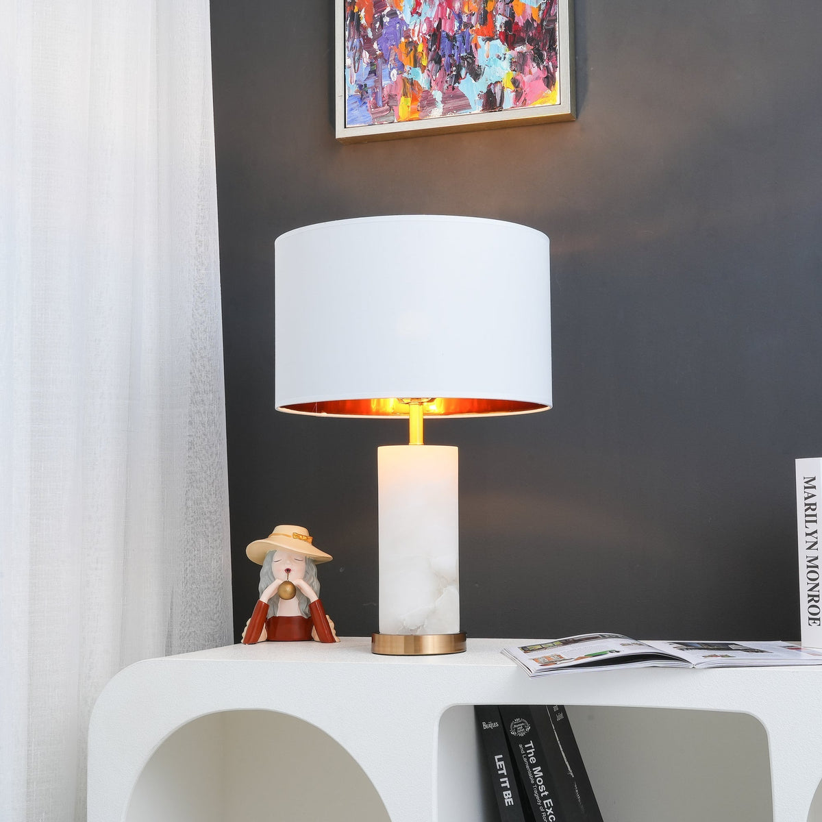 Zosilis lampada da tavolo in alabastro Cilindrico