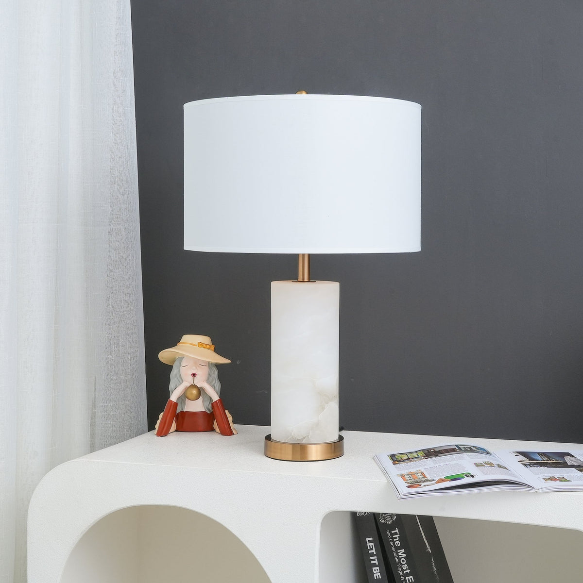 Zosilis lampada da tavolo in alabastro Cilindrico