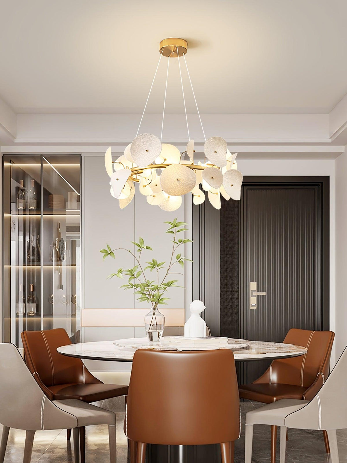 Virinira Moderna Eleganza Petalo Ceramica Lux Lampadario - Relic Pieces