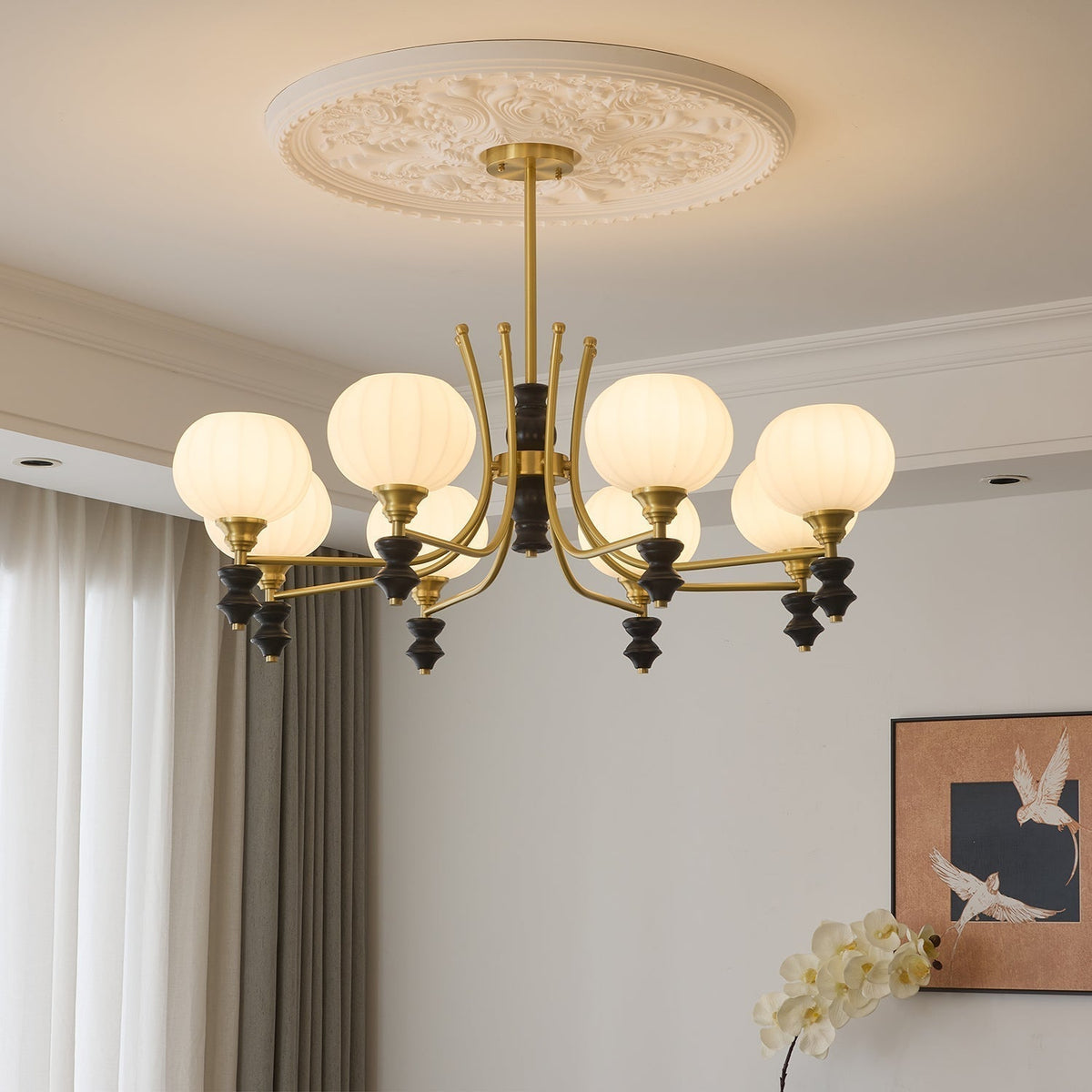 Zavenen lampadario Eleganza vintage in legno e ottone