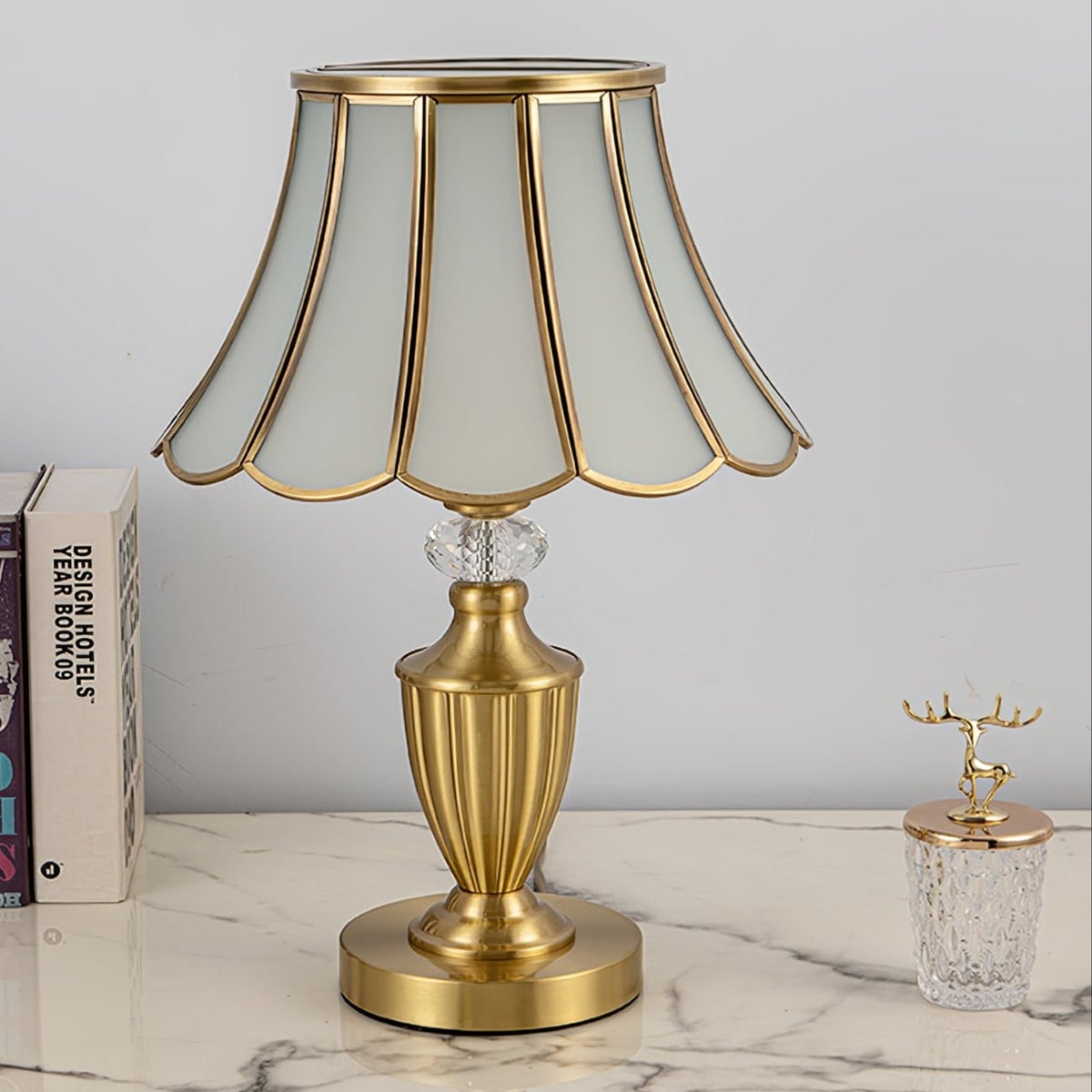 Valencia lampada da tavolo in ottone e vetro vintage