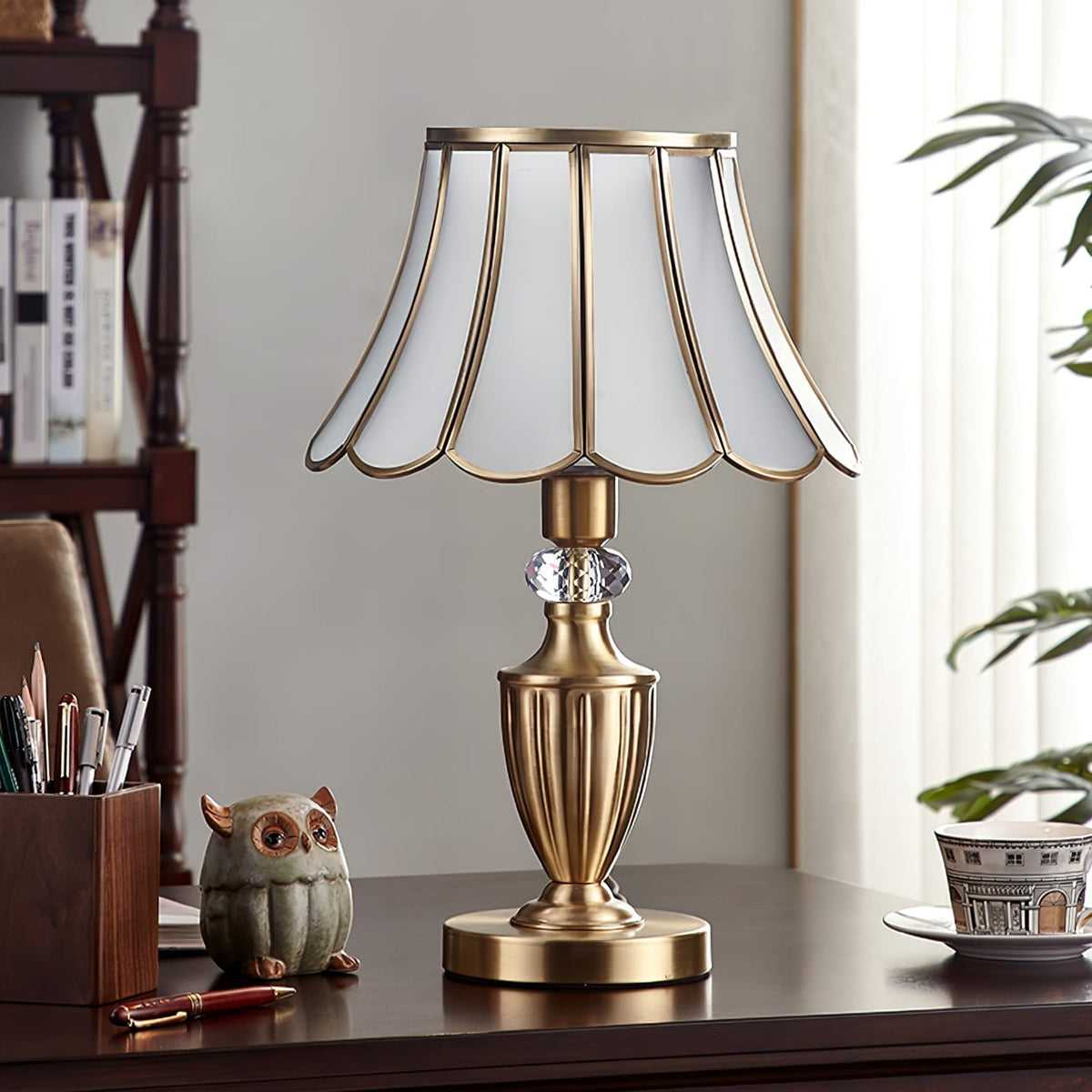 Valencia lampada da tavolo in ottone e vetro vintage