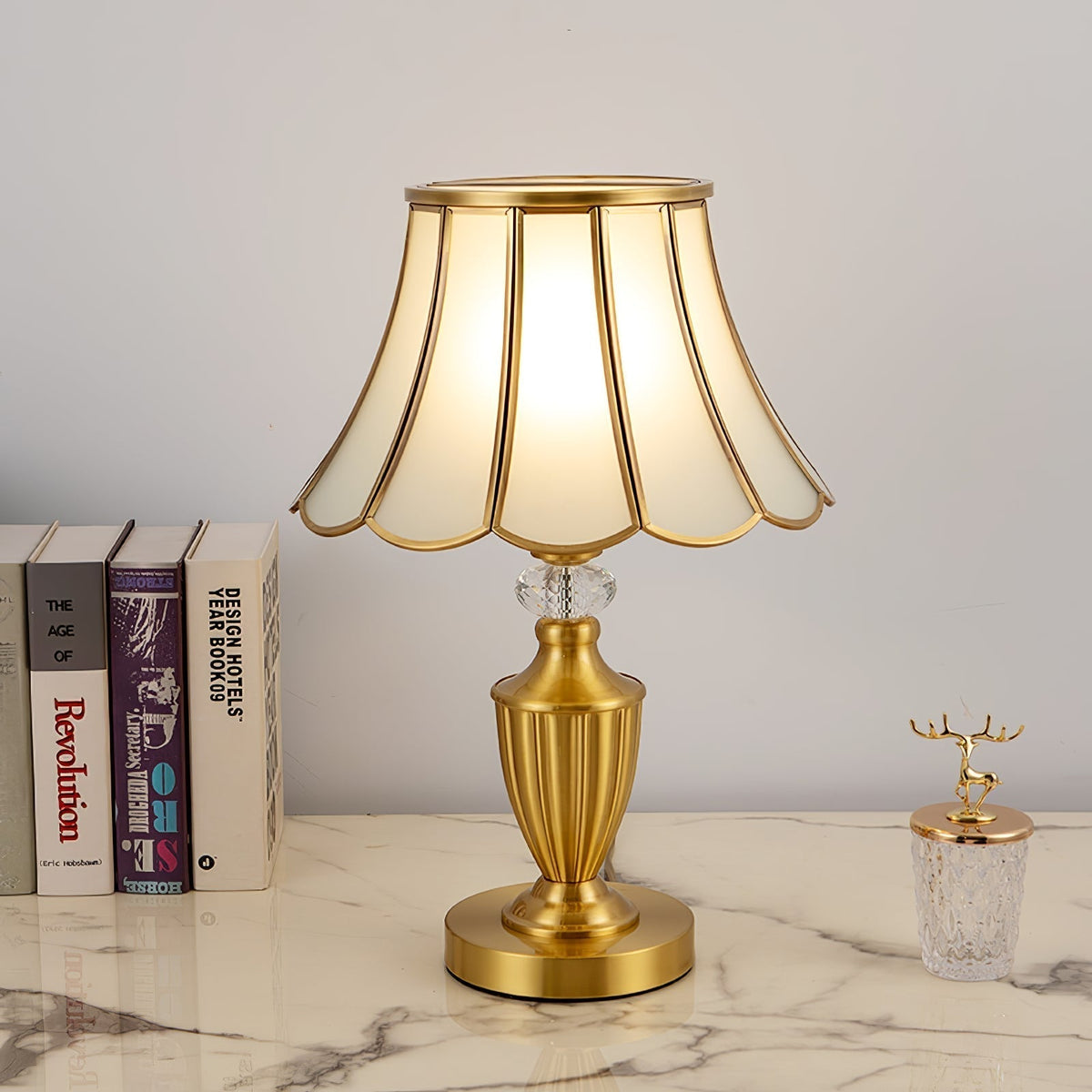 Valencia lampada da tavolo in ottone e vetro vintage