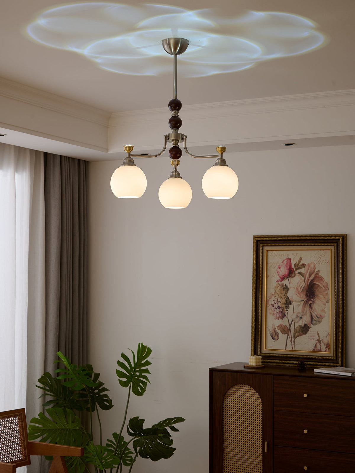 Eursoria lampadario legno vetro Art Orb Tradizionale a globo