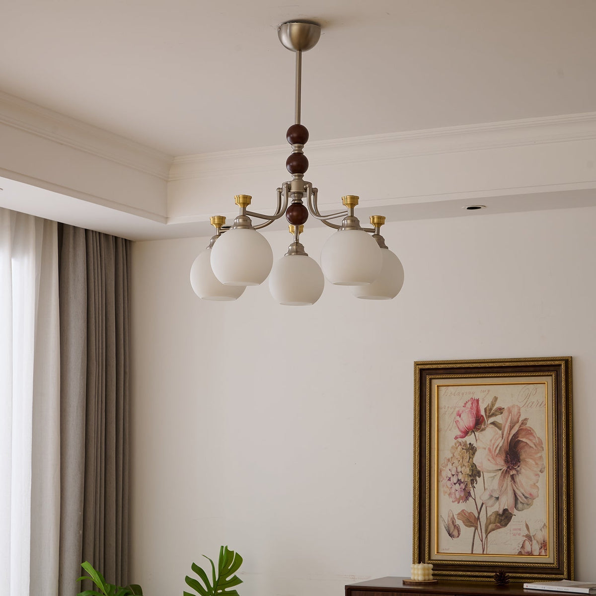 Eursoria lampadario legno vetro Art Orb Tradizionale a globo