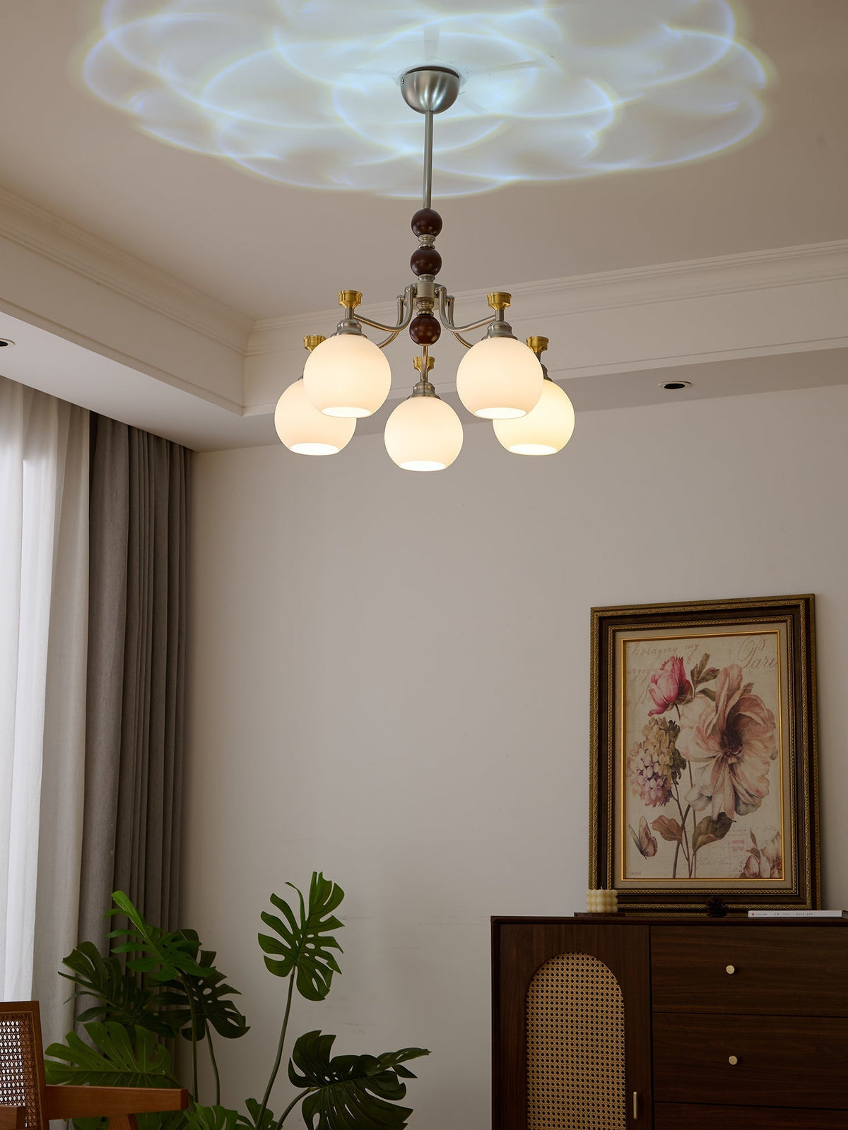 Eursoria lampadario legno vetro Art Orb Tradizionale a globo