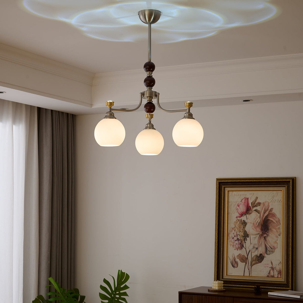 Eursoria lampadario legno vetro Art Orb Tradizionale a globo