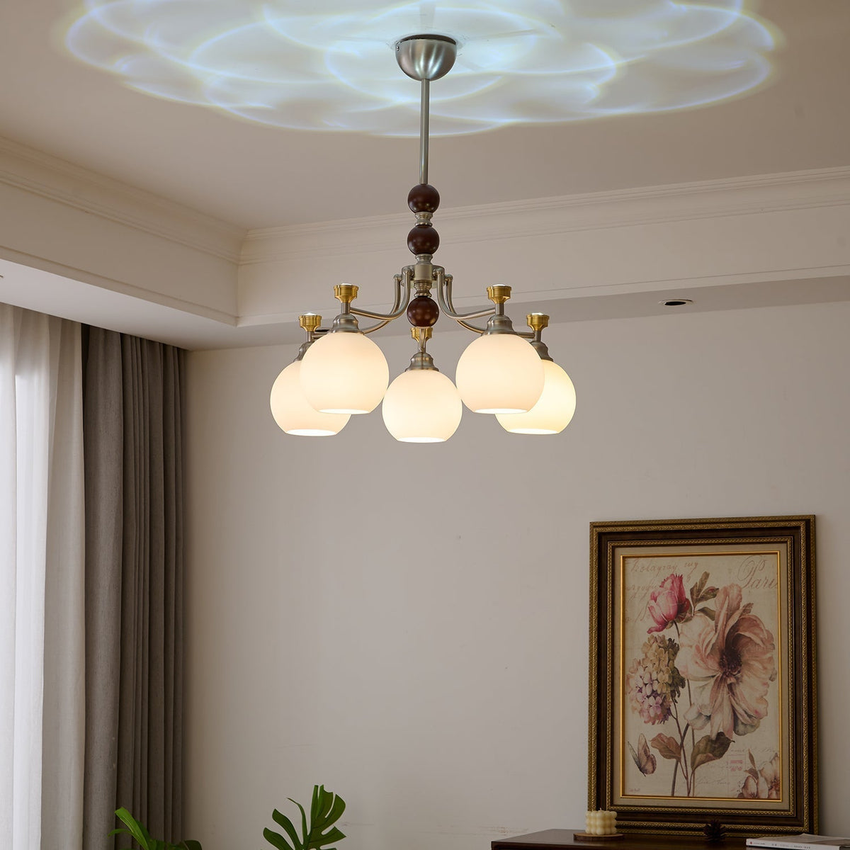 Eursoria lampadario legno vetro Art Orb Tradizionale a globo