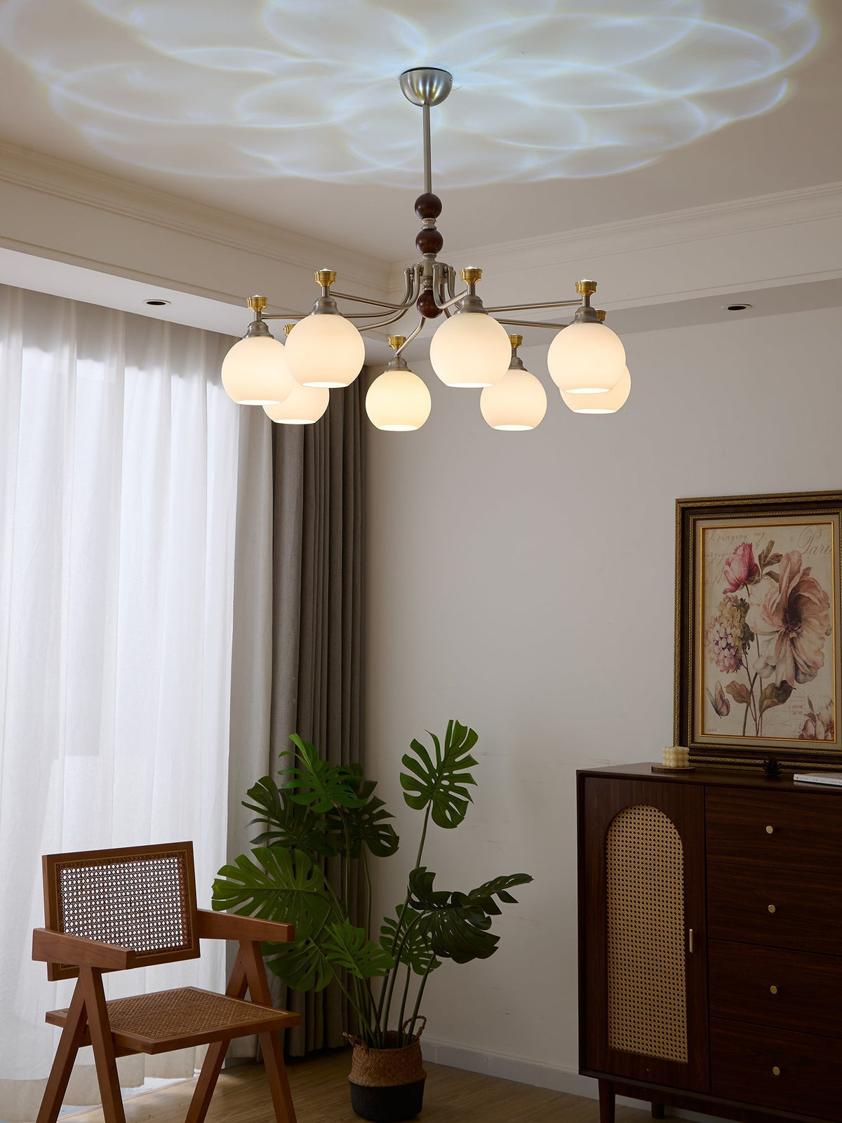 Eursoria lampadario legno vetro Art Orb Tradizionale a globo