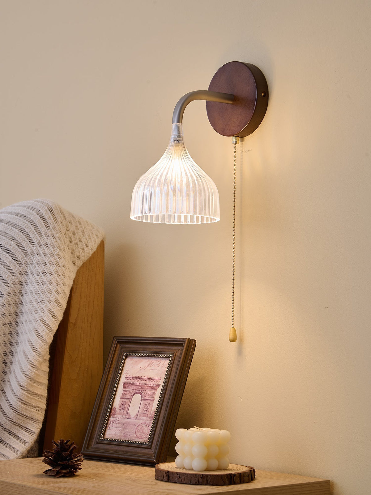 Cimararae Elegance lampada da parete in legno classico