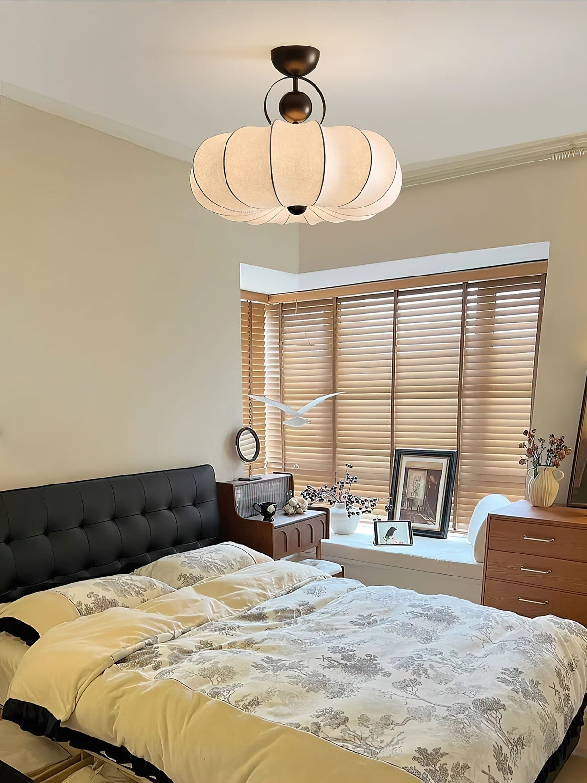 Yunshui lampada a sospensione in tessuto bronzo floreale