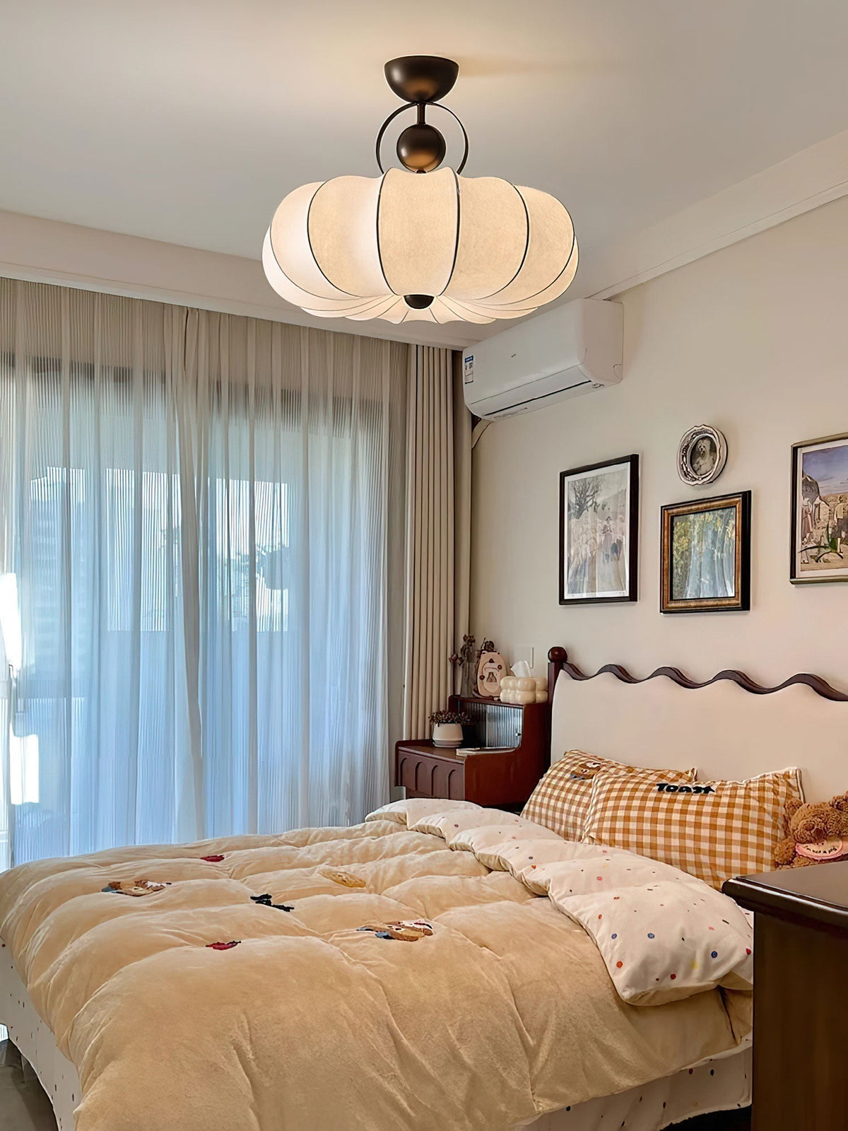 Yunshui lampada a sospensione in tessuto bronzo floreale