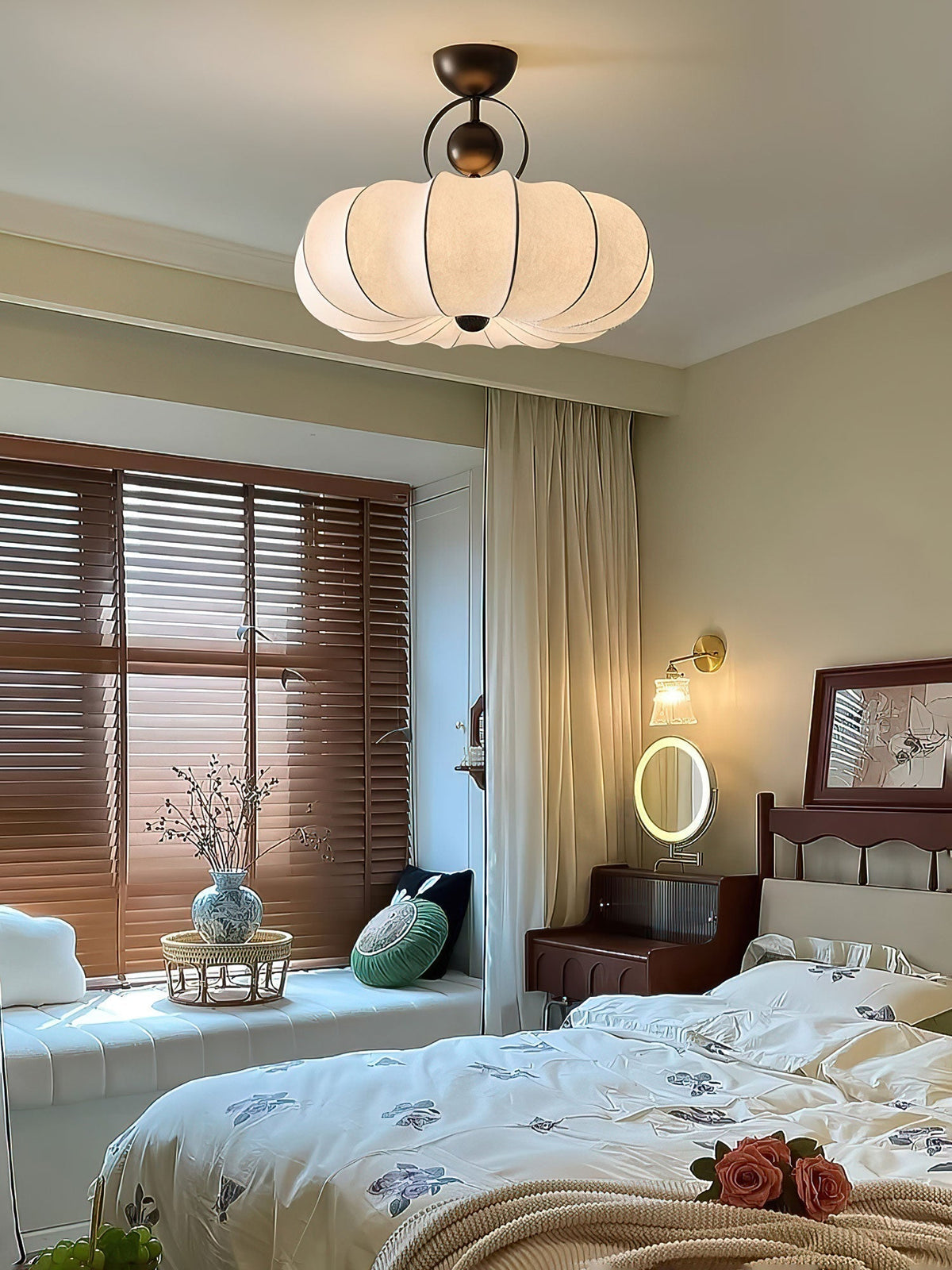 Yunshui lampada a sospensione in tessuto bronzo floreale