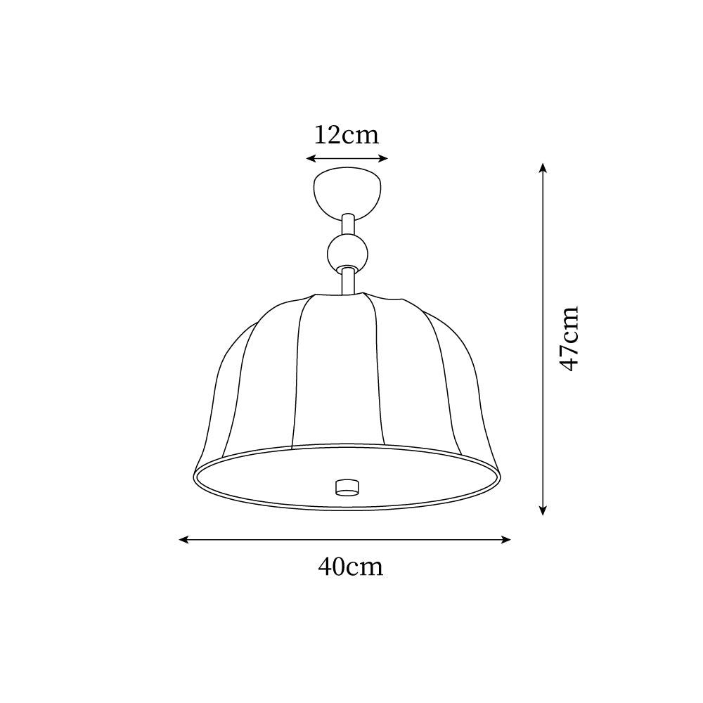 Lampada da soffitto in tessuto, metallo e legno per interni eleganti dal calore accogliente