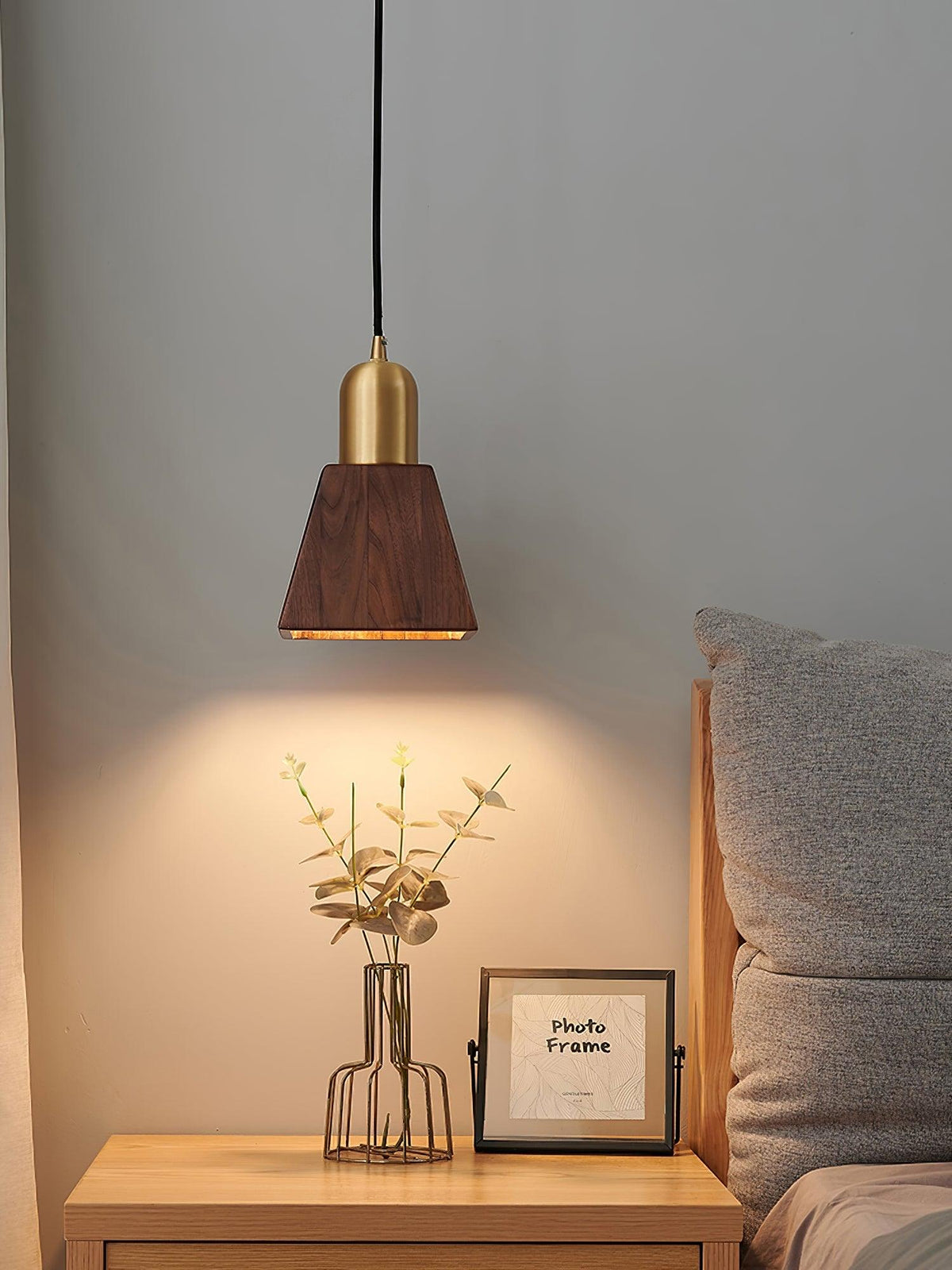 Sylinenne lampada a sospensione ottone legno di Noce moderna per soggiorno