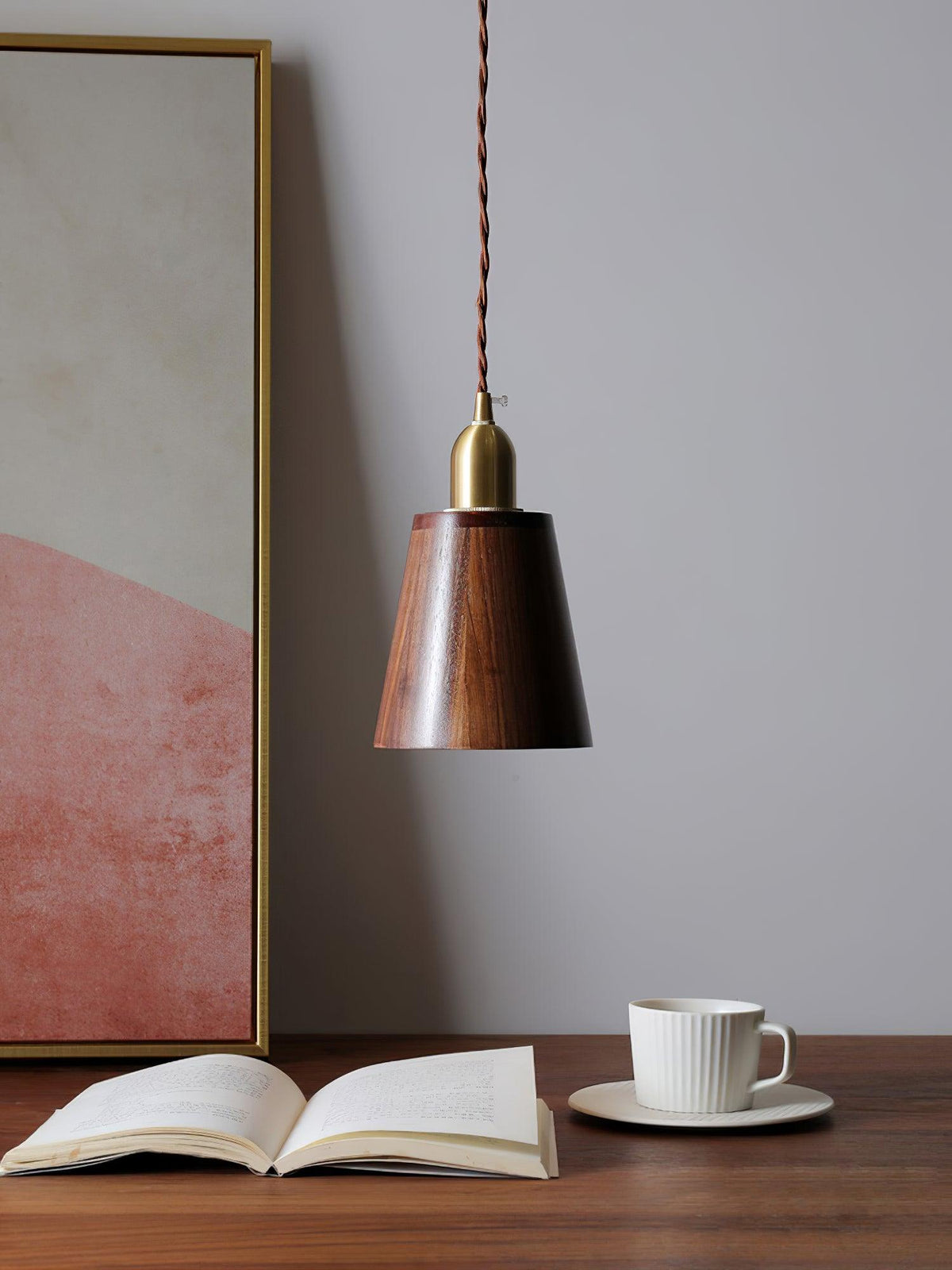 Sylinenne lampada a sospensione ottone legno di Noce moderna per soggiorno