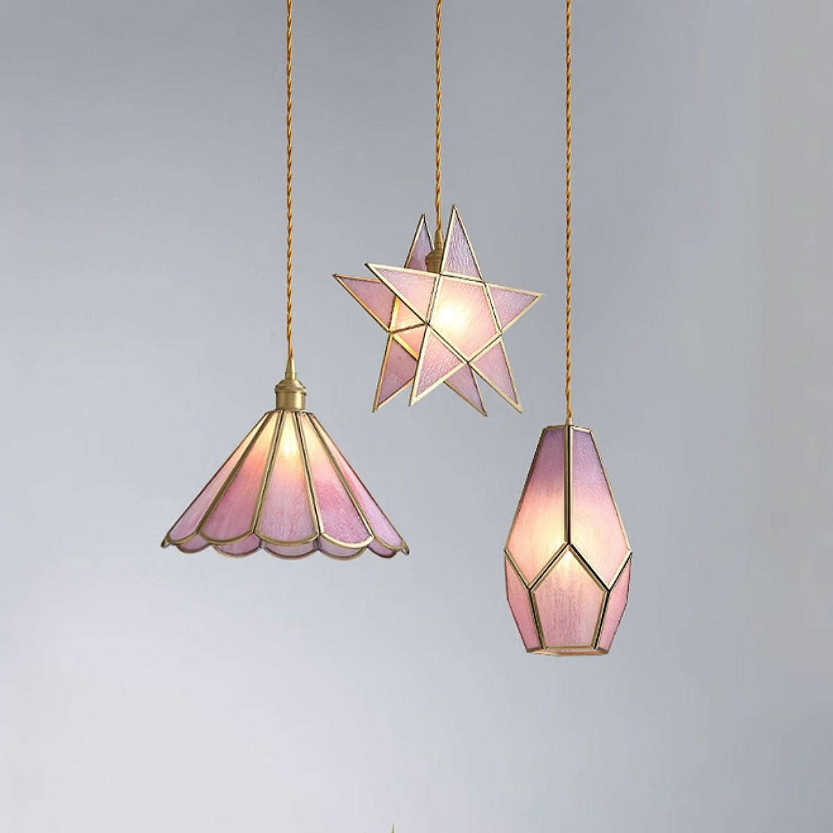 Lione lampada a sospensione in vetro colorato rosa