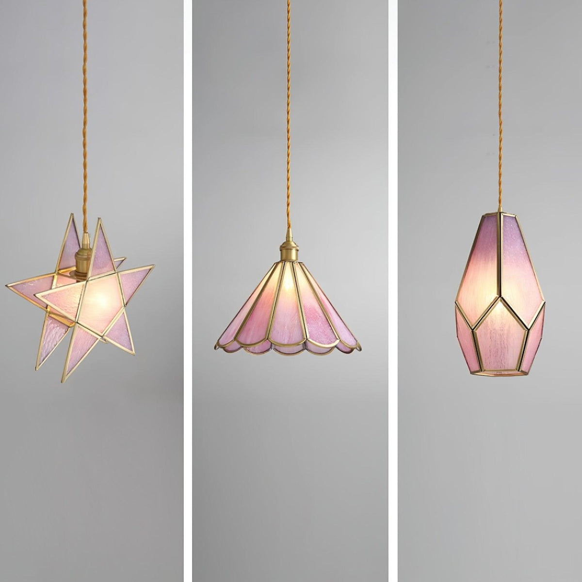 Lione lampada a sospensione in vetro colorato rosa