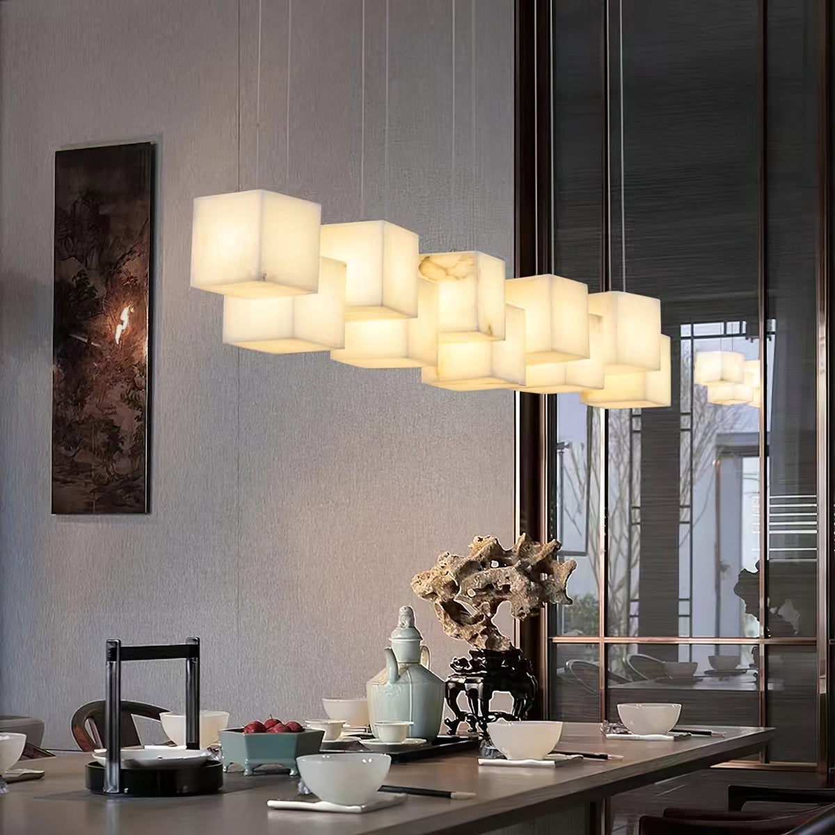 Lampadario alabastro Cubi Eleganza