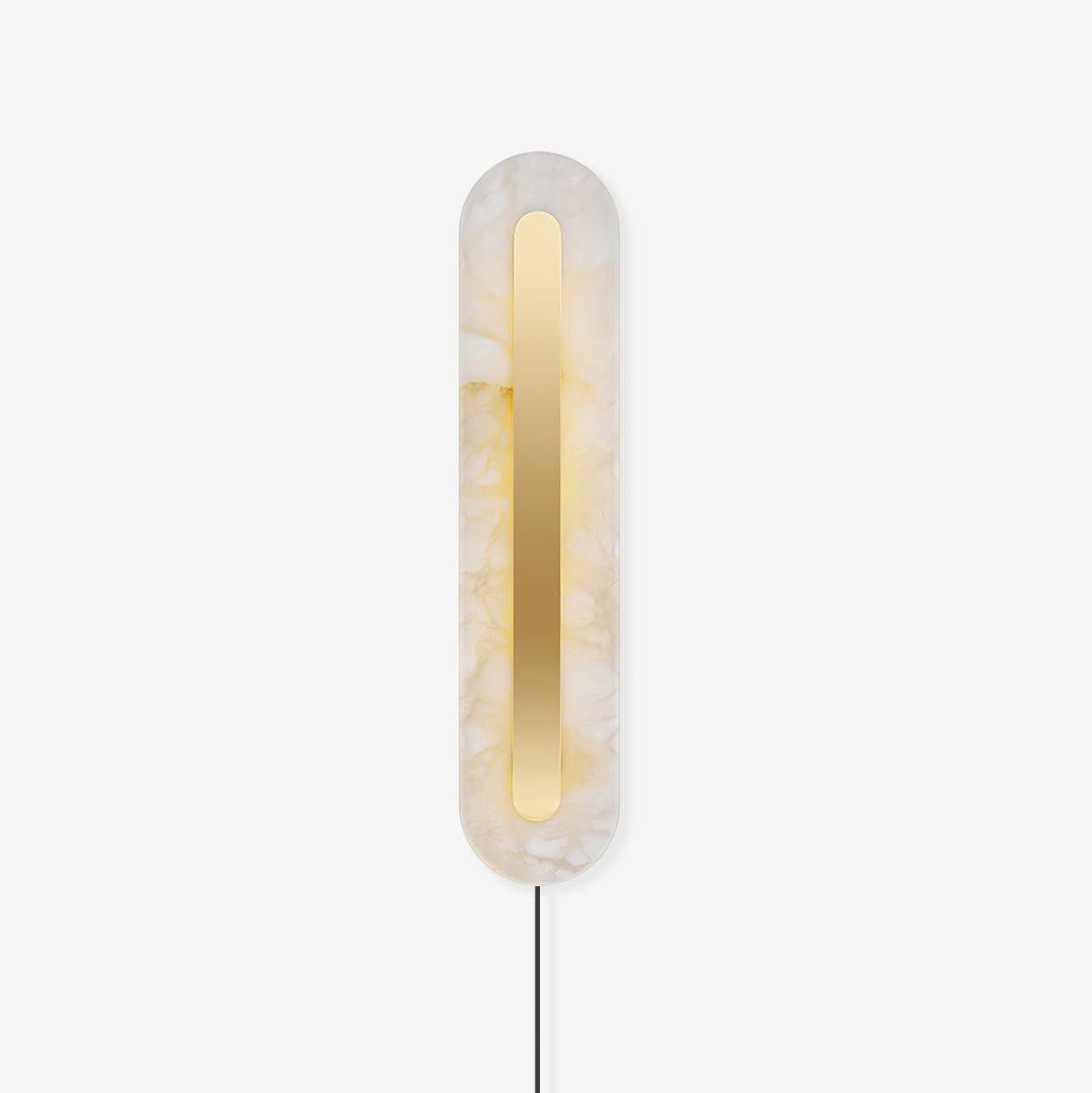 Lampada da parete in alabastro a forma arrotondata con spina