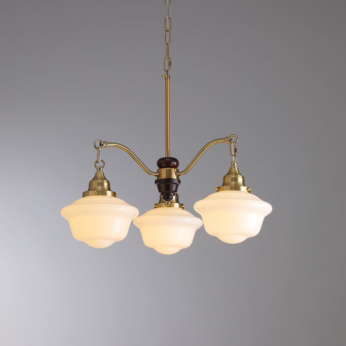 Syloira lampadario ottone legno vetro Smerigliato classico