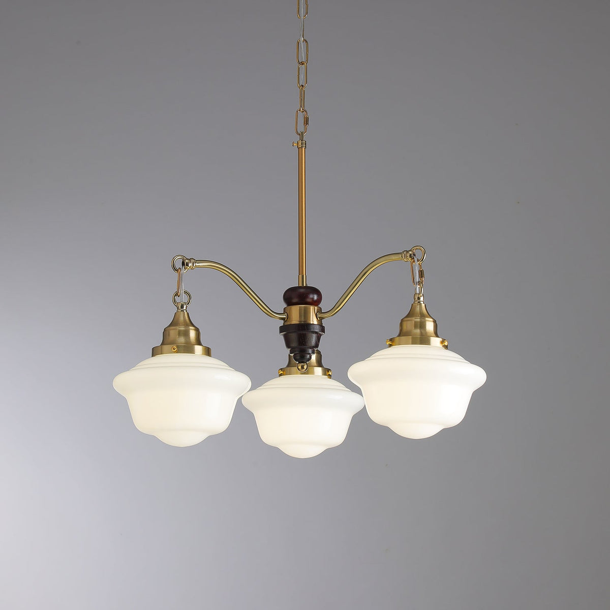 Syloira lampadario ottone legno vetro Smerigliato classico
