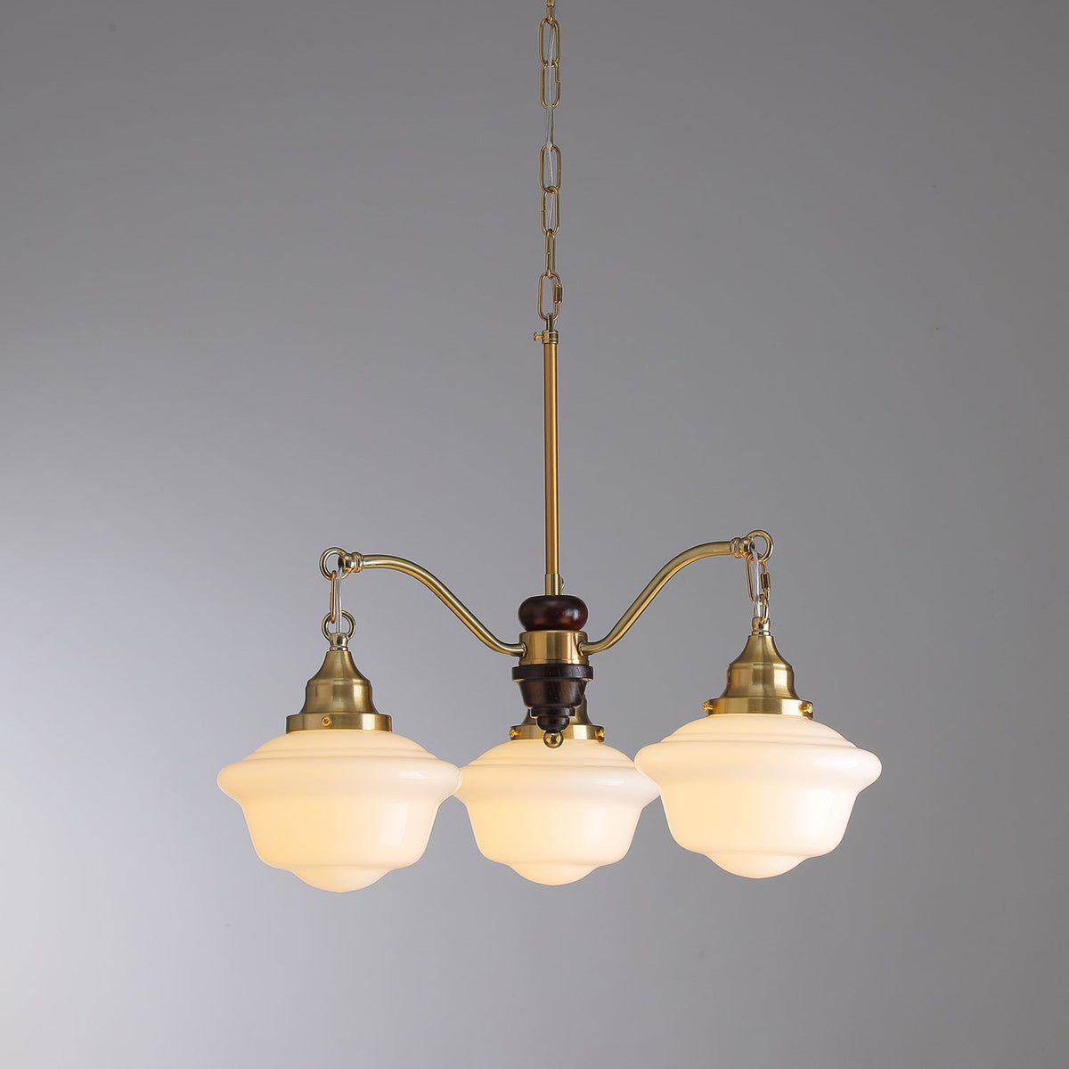 Syloira lampadario ottone legno vetro Smerigliato classico
