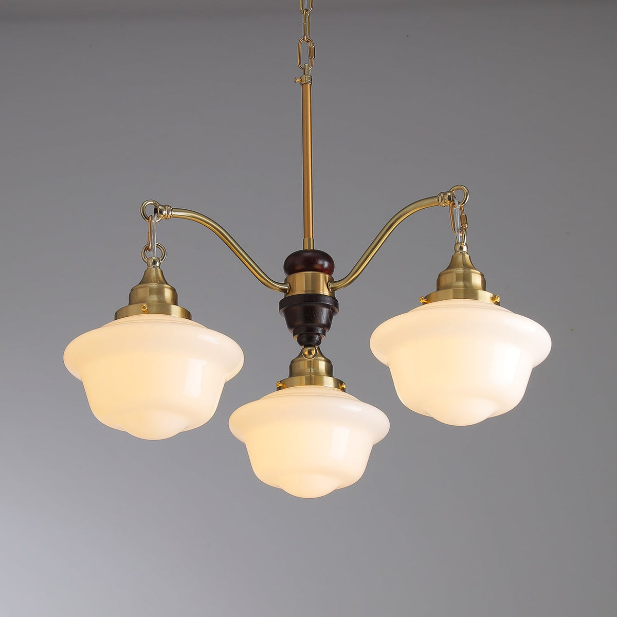 Syloira lampadario ottone legno vetro Smerigliato classico