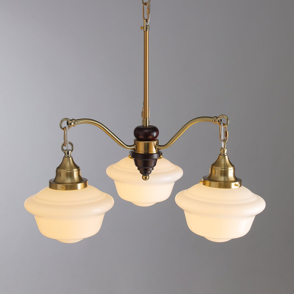 Syloira lampadario ottone legno vetro Smerigliato classico