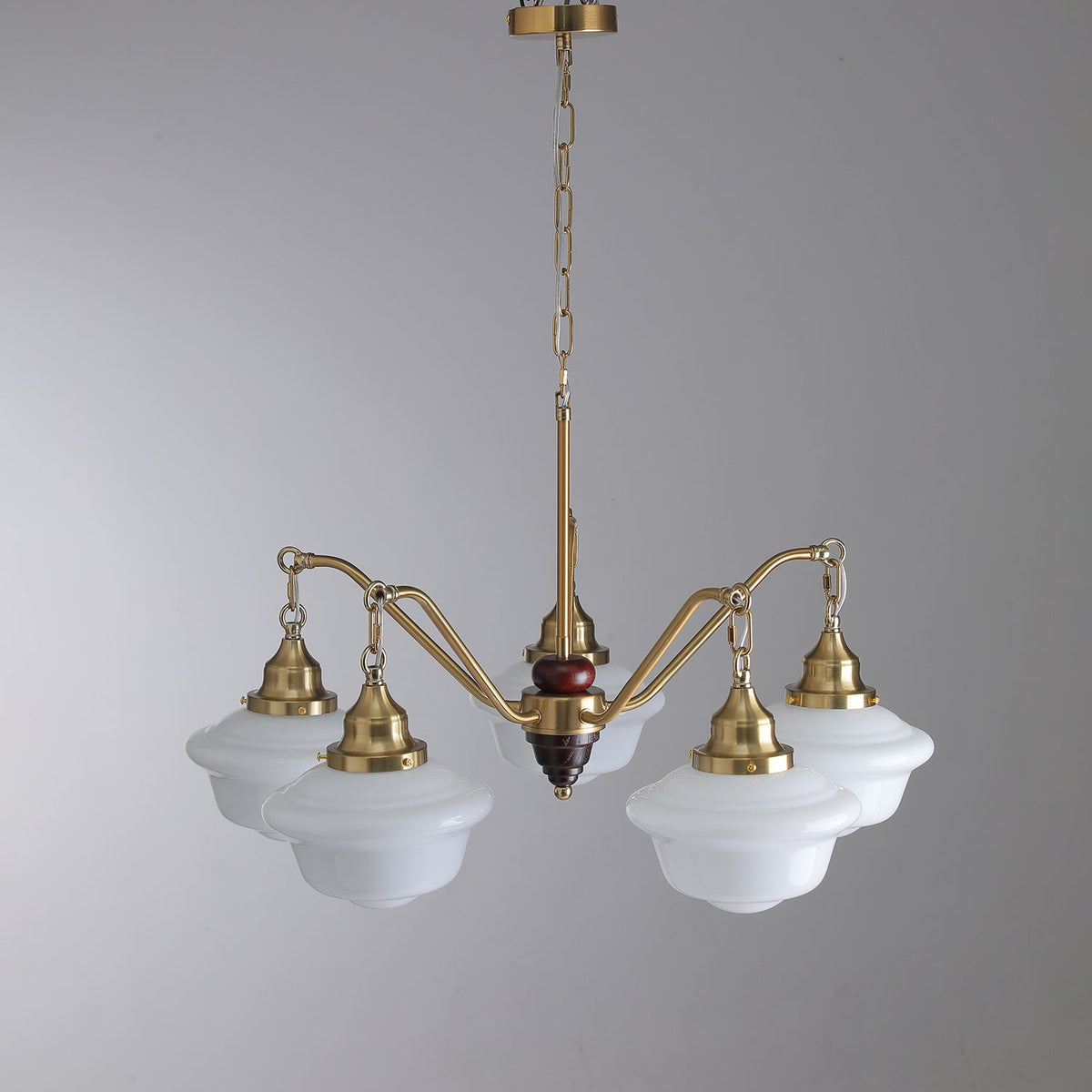 Syloira lampadario ottone legno vetro Smerigliato classico