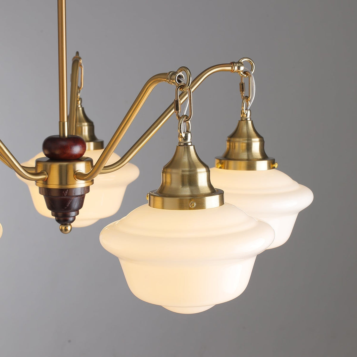 Syloira lampadario ottone legno vetro Smerigliato classico